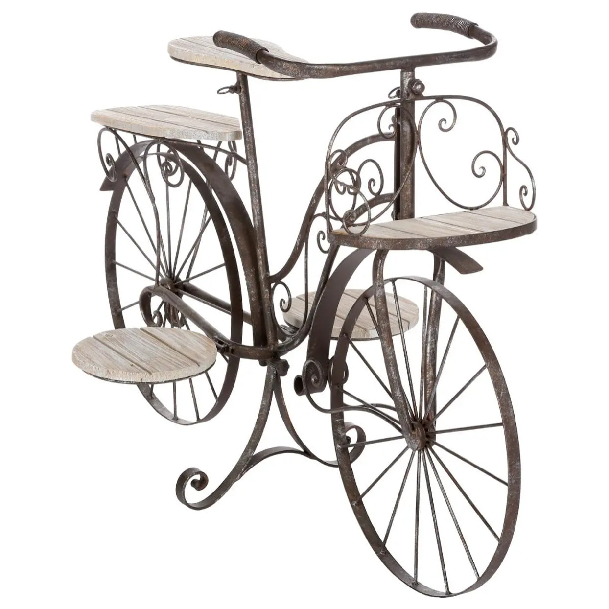 Porte-plantes "Vélo" métal et bois H59cm