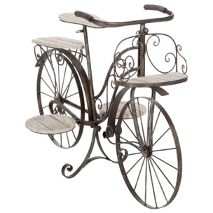 Porte-plantes "Vélo" métal et bois H59cm