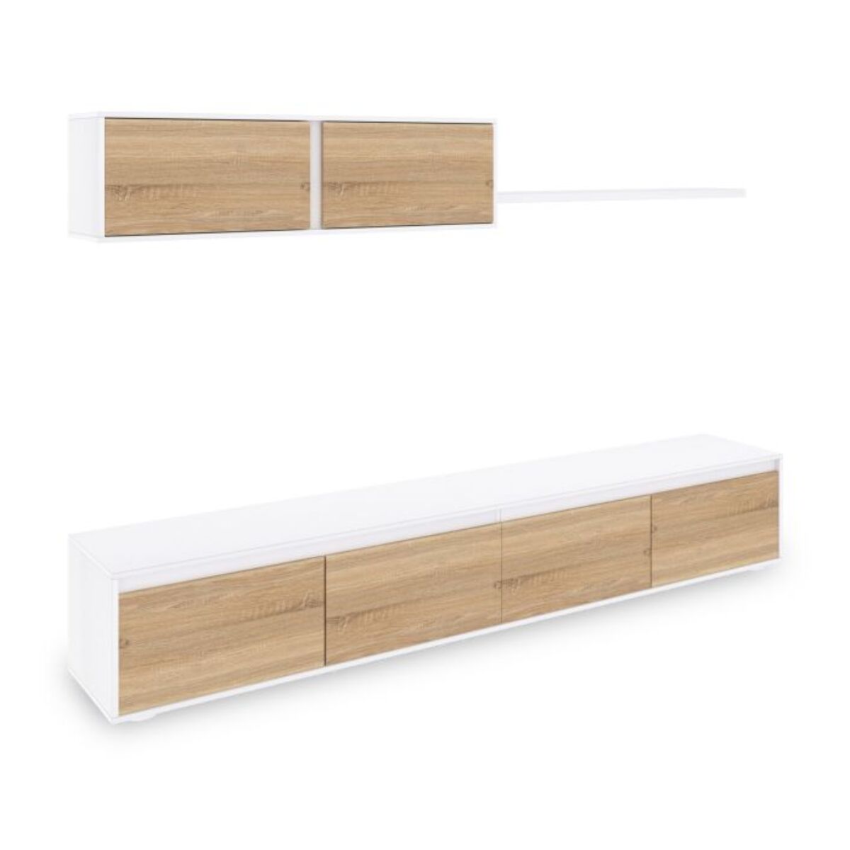 Salón Arlet Blanco Artik (Blanco Mate) - Roble Canadian