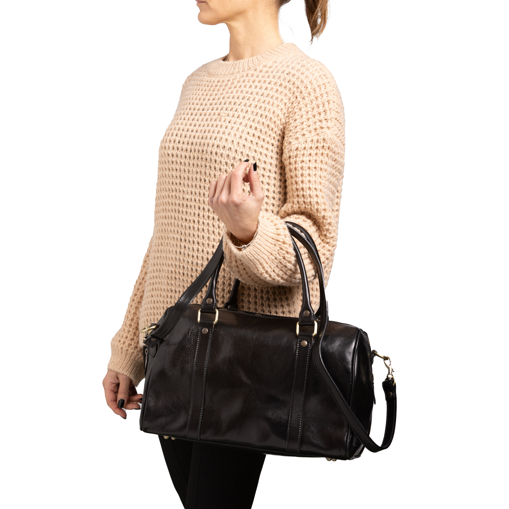 Borsa a bauletto  da donna In Vera pelle Made in Italy 37x22x16 cm