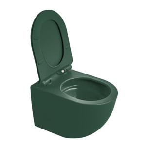 PixL WC suspendu en céramique Vortex , fixations invisibles + abattant Soft-Close, Vert mat (CEPX010RTORPGEM)