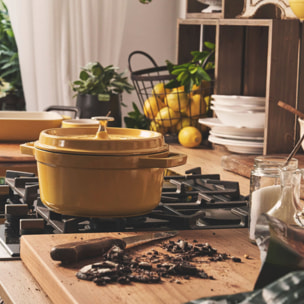 Cocotte en fonte, Rond(e), Citron, Fonte