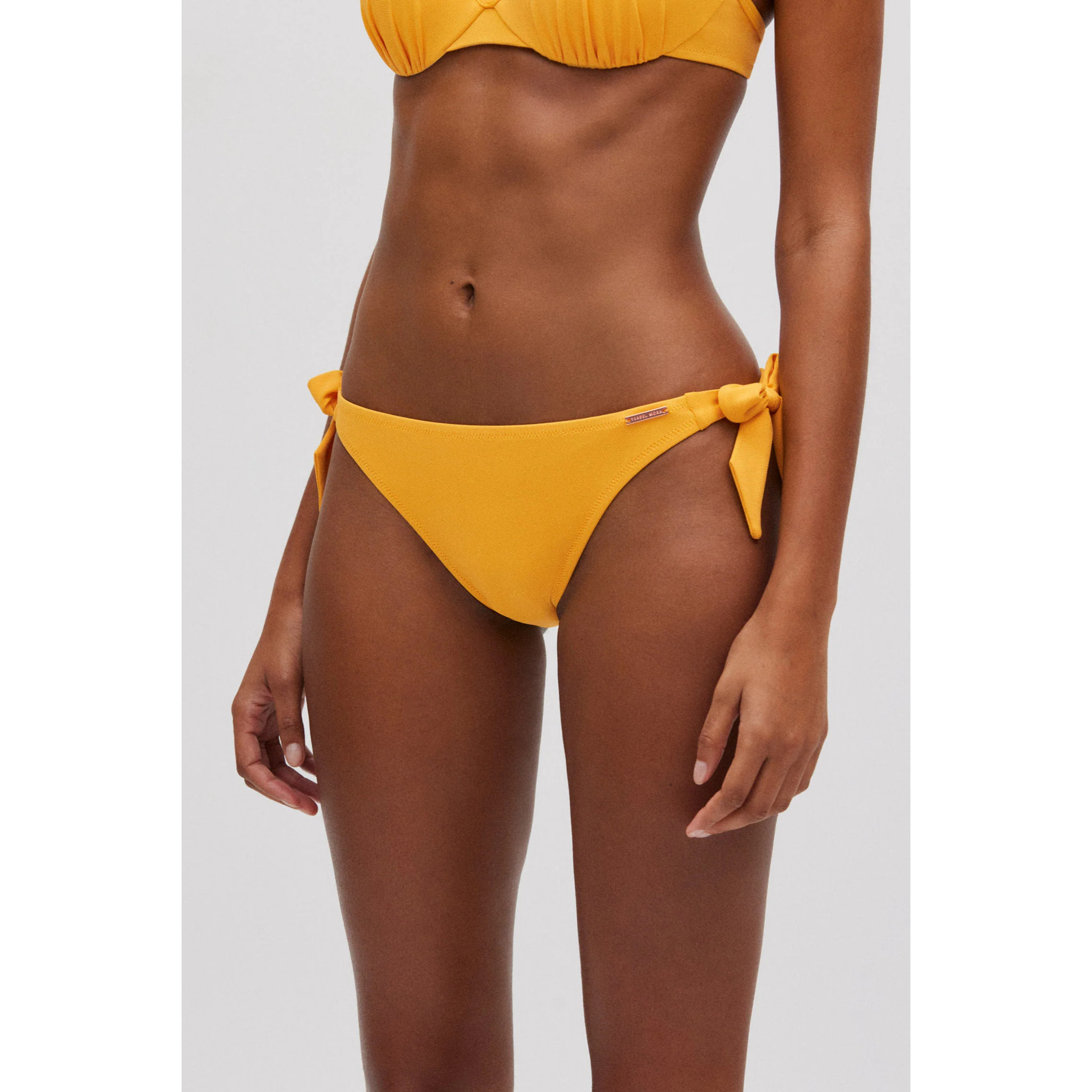 Slip bikini annodato in micropiqué blu
