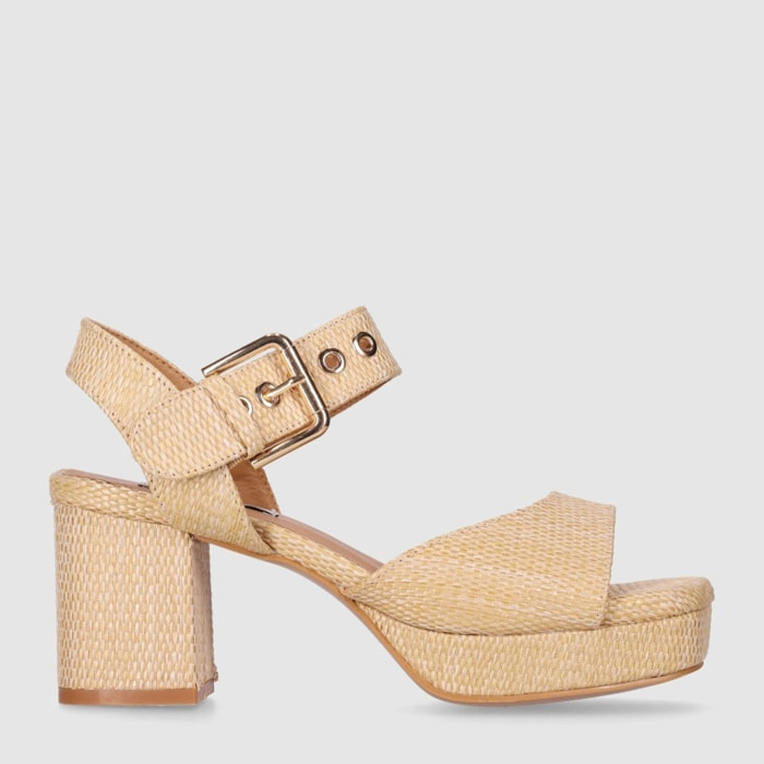 Sandalias de Tejido - Natural - Tacón: 8 cm