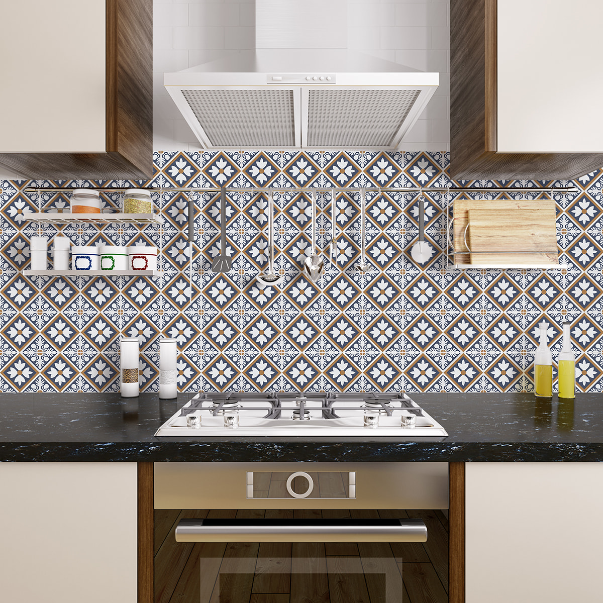 Stickers muraux - Sticker Mural Carrelage adhésif Cuisine Salle de Bain - 30 STICKERS CARRELAGES AZULEJOS LOANA