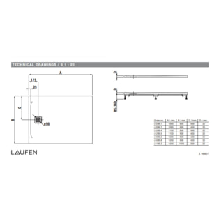 Receveur de douche en gel coat Marbond, extra-plat, évacuation sur le côté court 100x80, Blanc mat (H2109510000001)