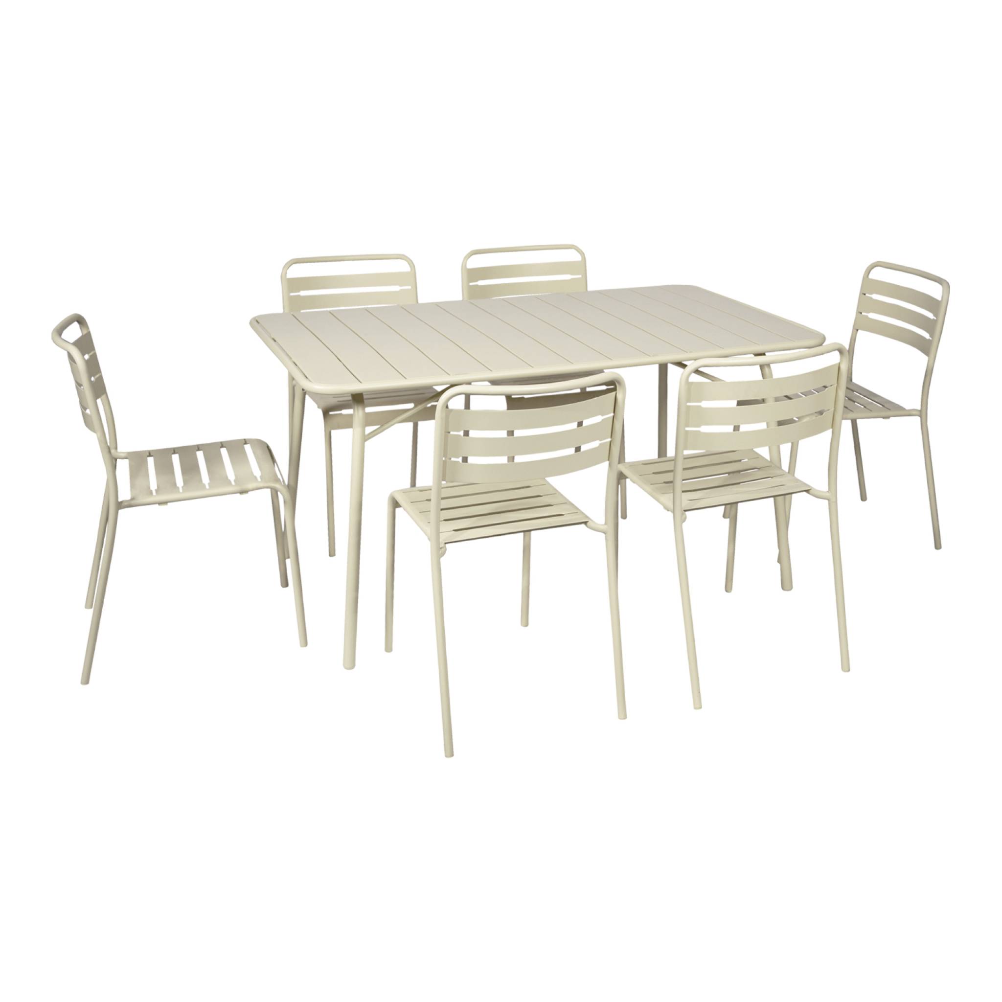 Table de jardin pliante métal + 6 assises AMÉLIA