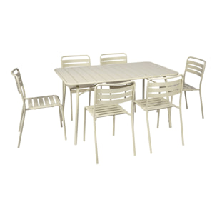 Table de jardin pliante métal + 6 assises AMÉLIA