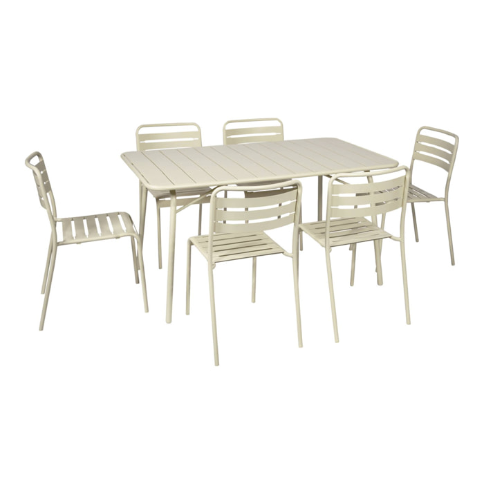 Table de jardin pliante métal + 6 assises AMÉLIA