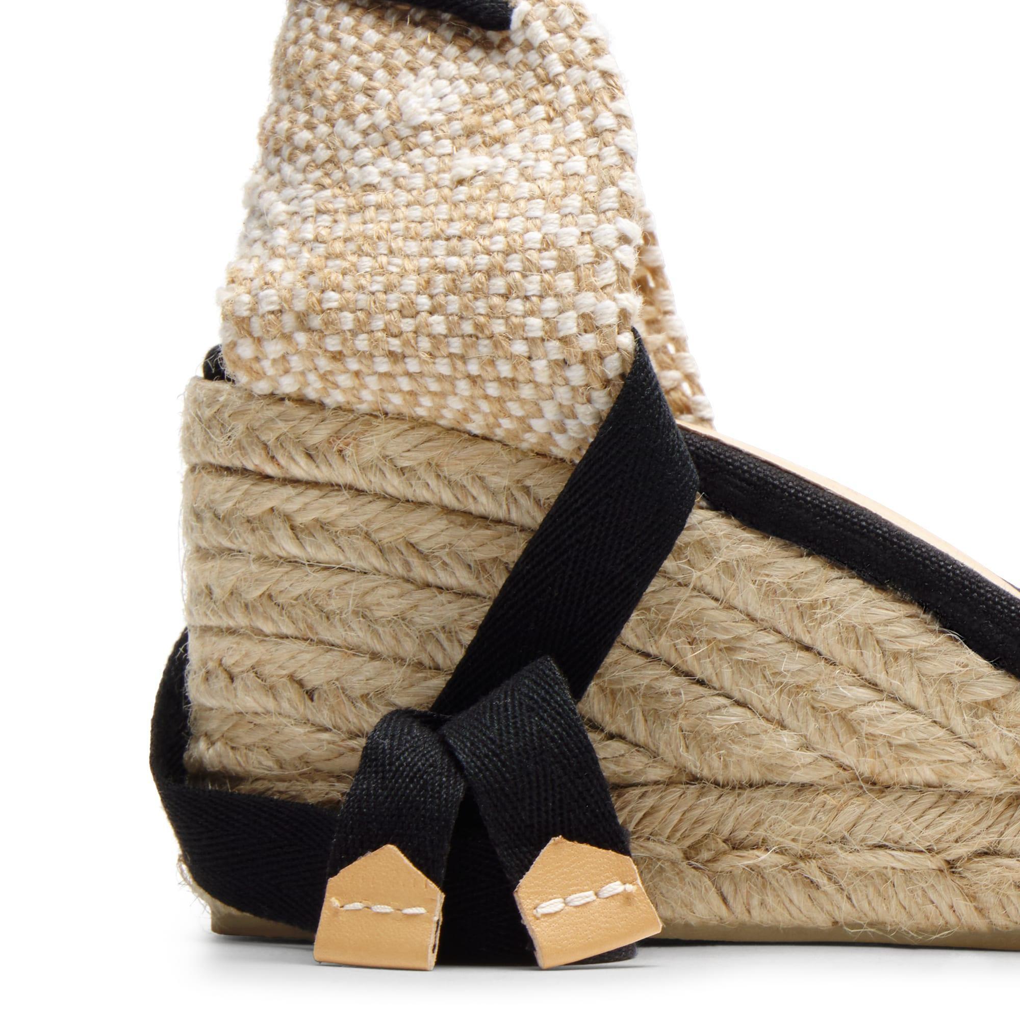 Alpargatas de cuña de mujer Carina en algodón orgánico, cierre mediante lazada