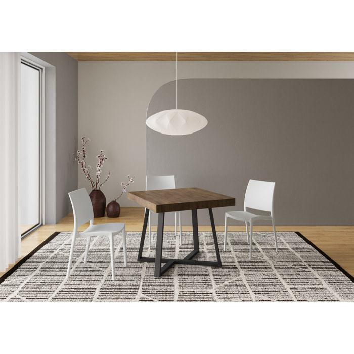 Tavolo allungabile 90x90/194 cm Zeplir noce gambe antracite