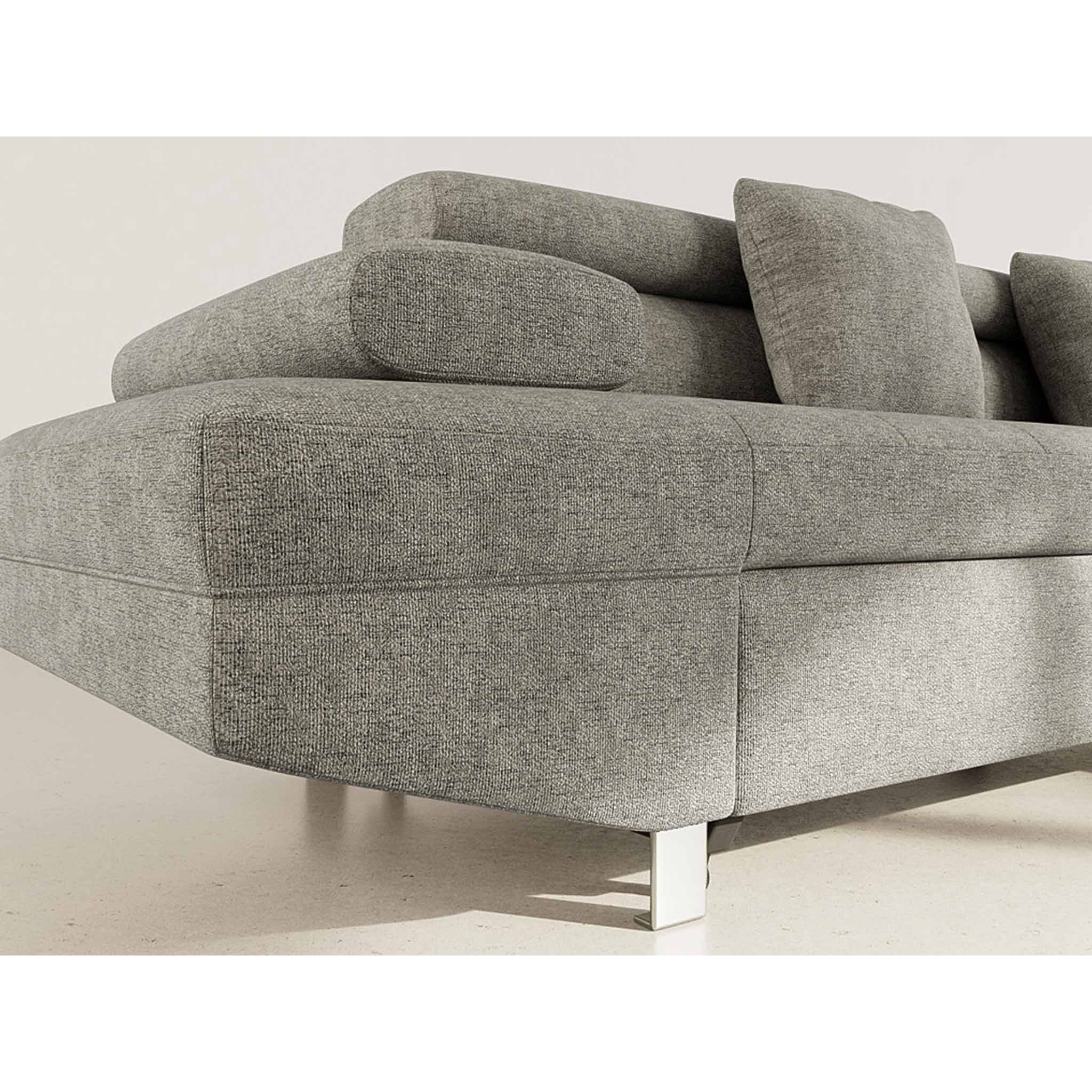 Margaux - Canapé d'angle droit 5 places convertible avec coffre et têtières réglables en velours texturé - Vert