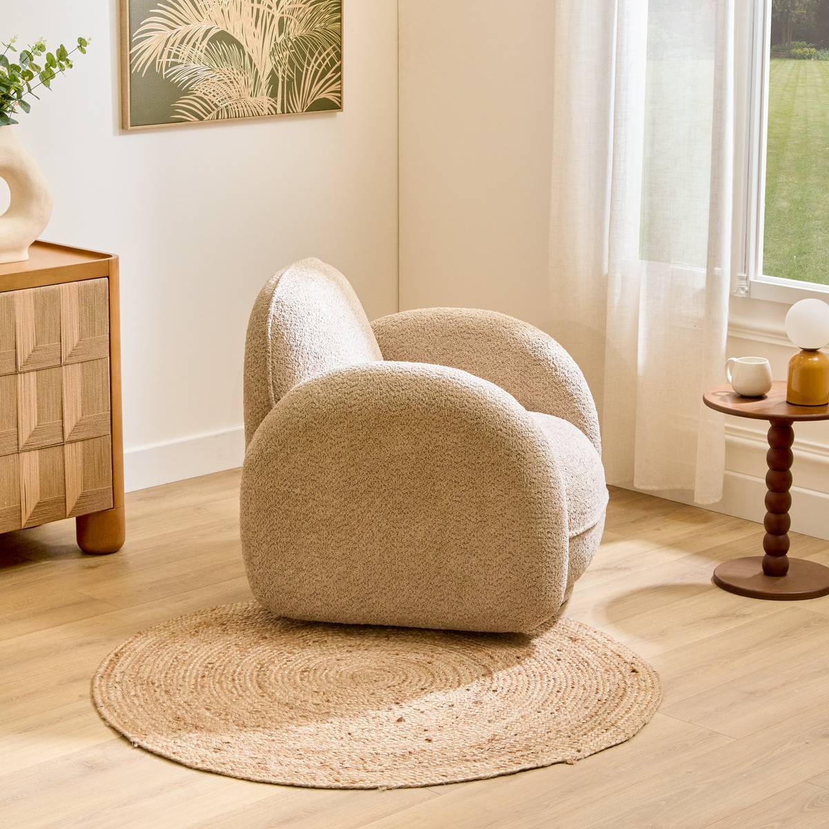 Fauteuil pivotant Fiva H.78cm beige