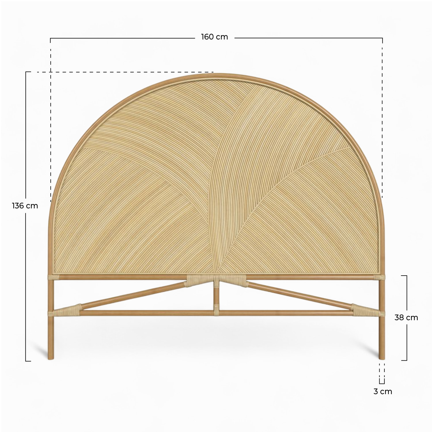 Tête de lit en rotin naturel 160 cm - Beigia