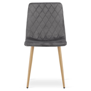 Set di 2 sedie Turin in velluto grigio scuro e gambe effetto legno
