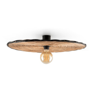 COSTAS 600 H70 Lampe applique/plafonnier noire/rotin