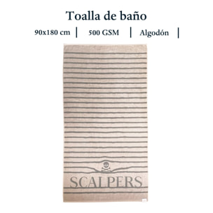 Toalla 90x180cm beige a rayas scalpers home