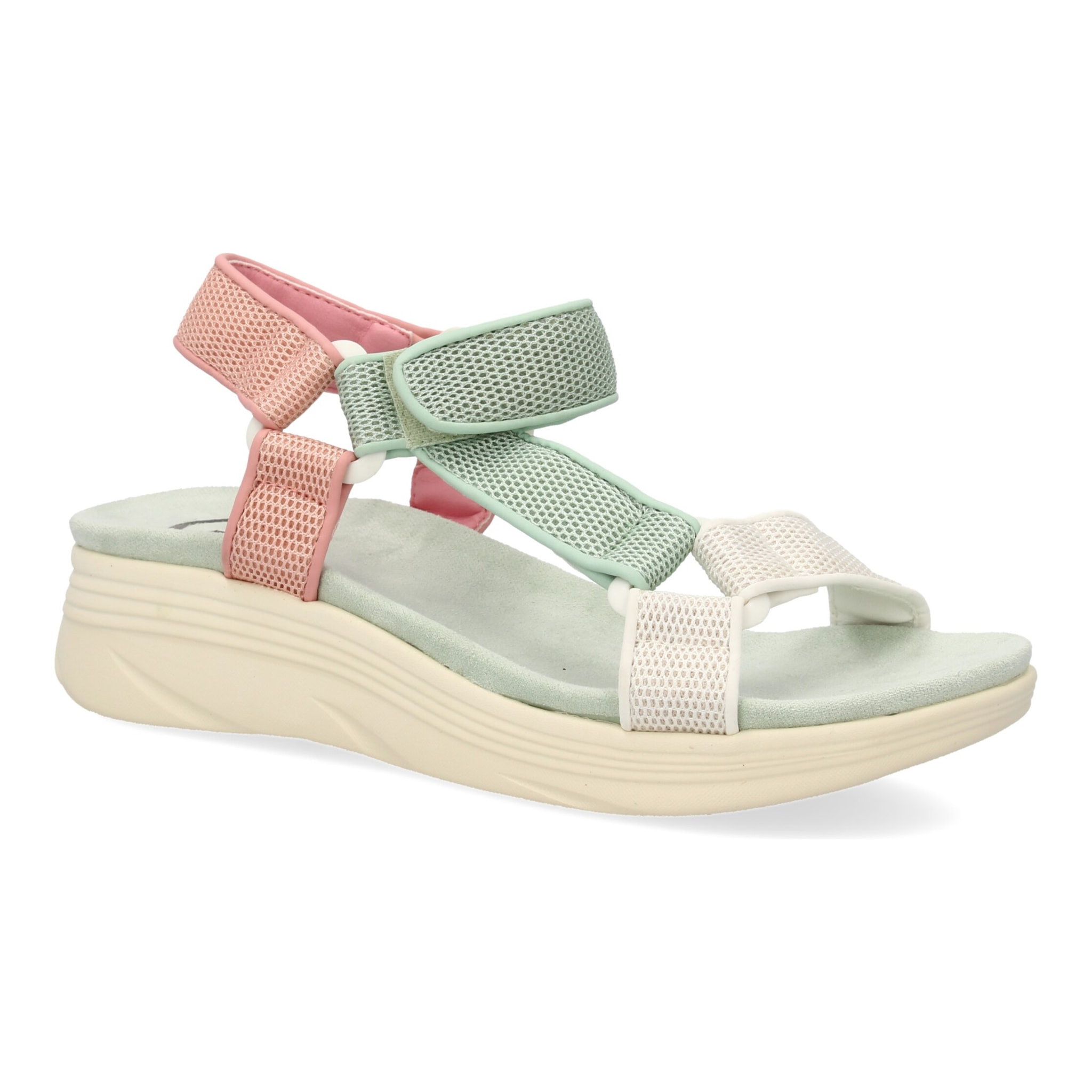 Sandalia plana de mujer, diseño comodo con cierre de cierre autoadherente, estilo elegante con tiras cruzadas