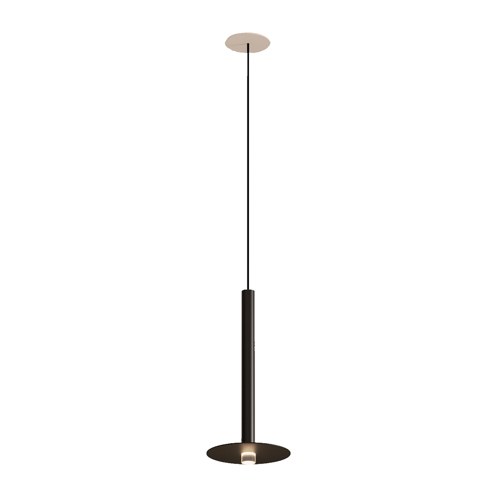 LEDS C4 Lámpara Colgante de Techo de Diseño Minimalista con Luz LED 3.2W 169lm. Lámpara Suspendida Florón Empotrable Negro Mate
