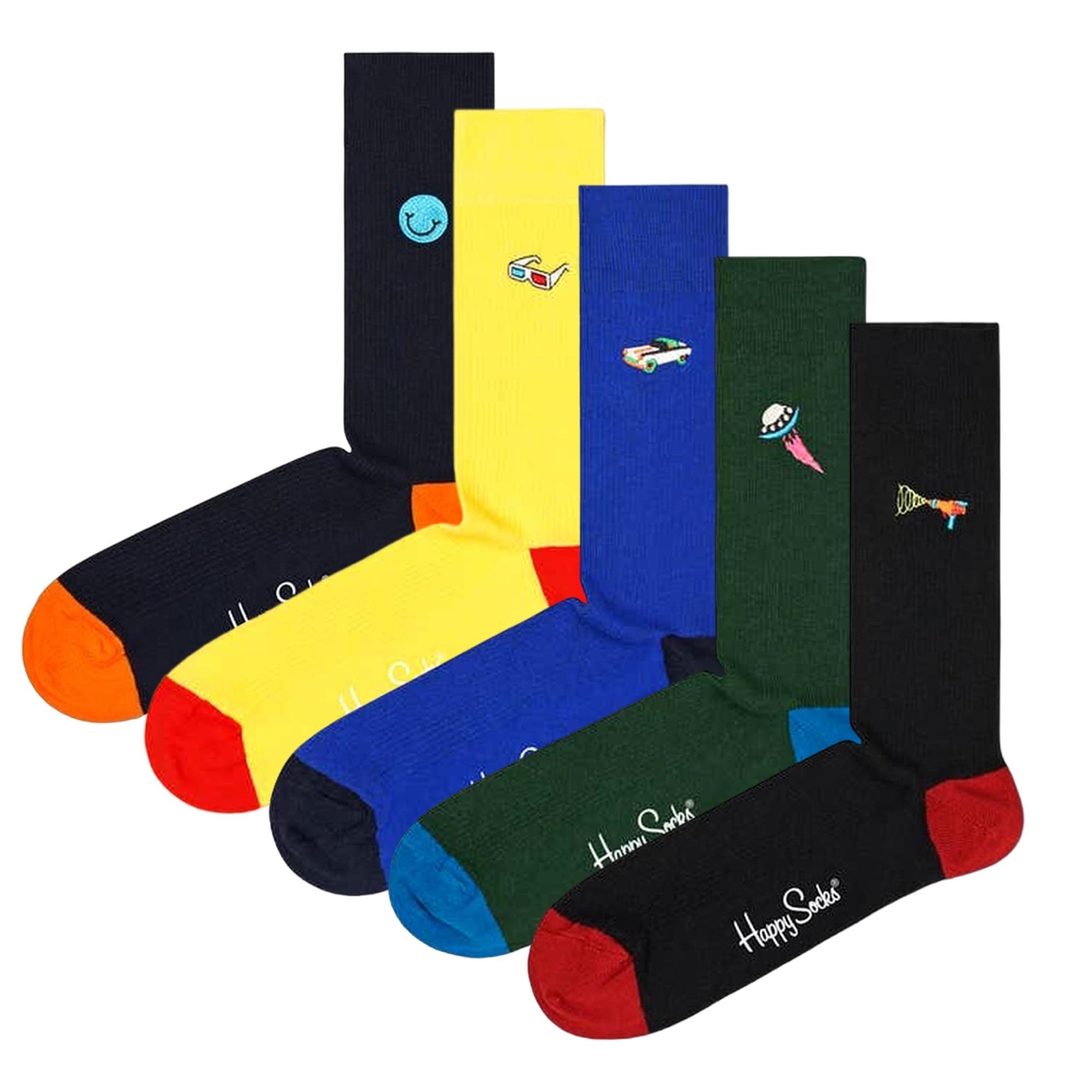 Pack de 5 calcetines negro, verde y amarillo