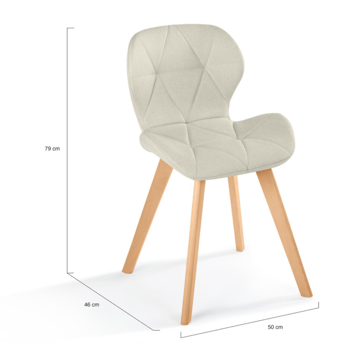 Chaises Gatsby en tissu beige et pieds bois - lot de 2