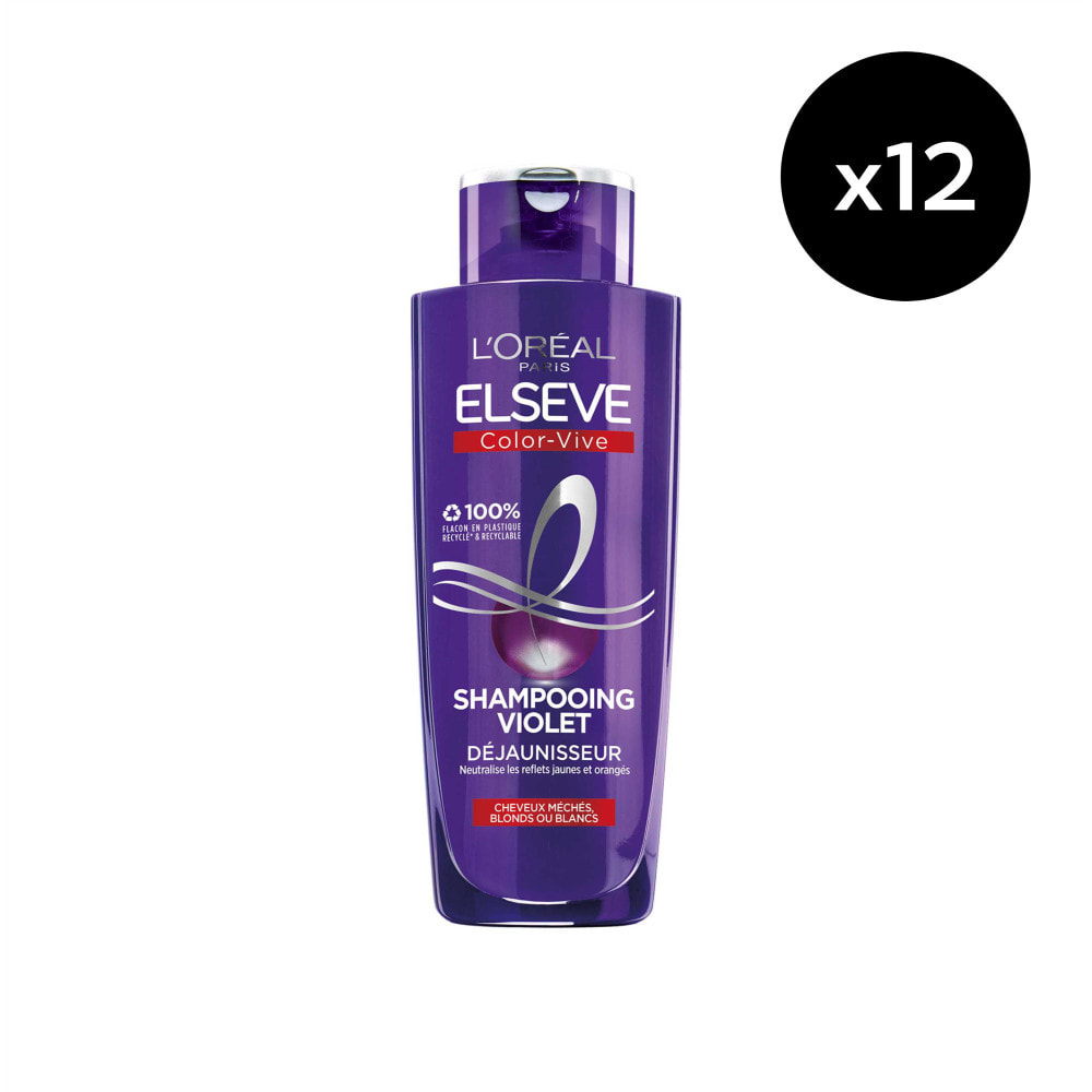 Lot de 12 - L'Oréal Paris Elseve Color Vive Shampooing Violet Déjaunisseur 200ml