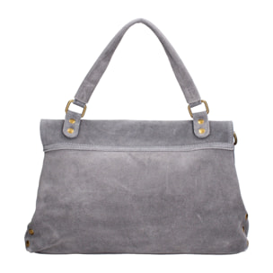 Borsa a mano da donna Made in Italy - Modello Zelia Elite - Pelle scamosciata - 37.0 x 22.0 x 15.0 cm