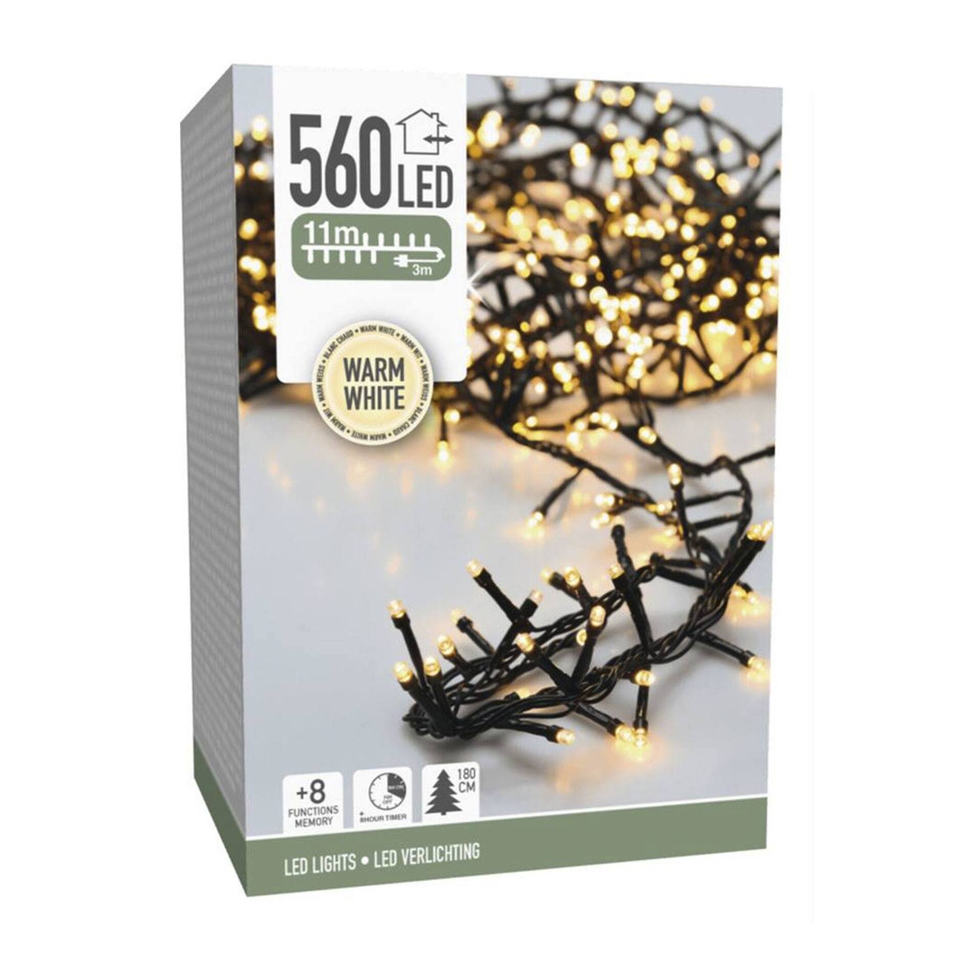 Guirnalda de iluminación navideña con led blanco cálido