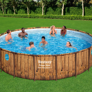 Bestway Piscine hors sol tubulaire ronde Bestway Power Steel Swim Vista 549 x 122 cm décor bois