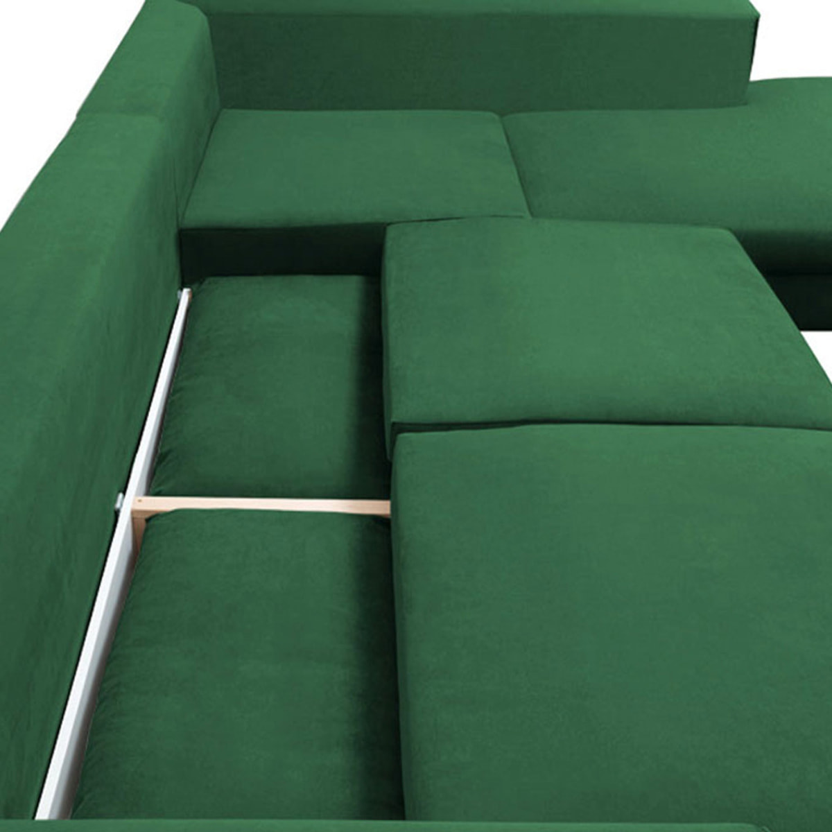 Canapé d'Angle Droit Velours Fiesole, 3 Places, Couchage Intégré, Coffre de Rangement, Housse Déhoussable