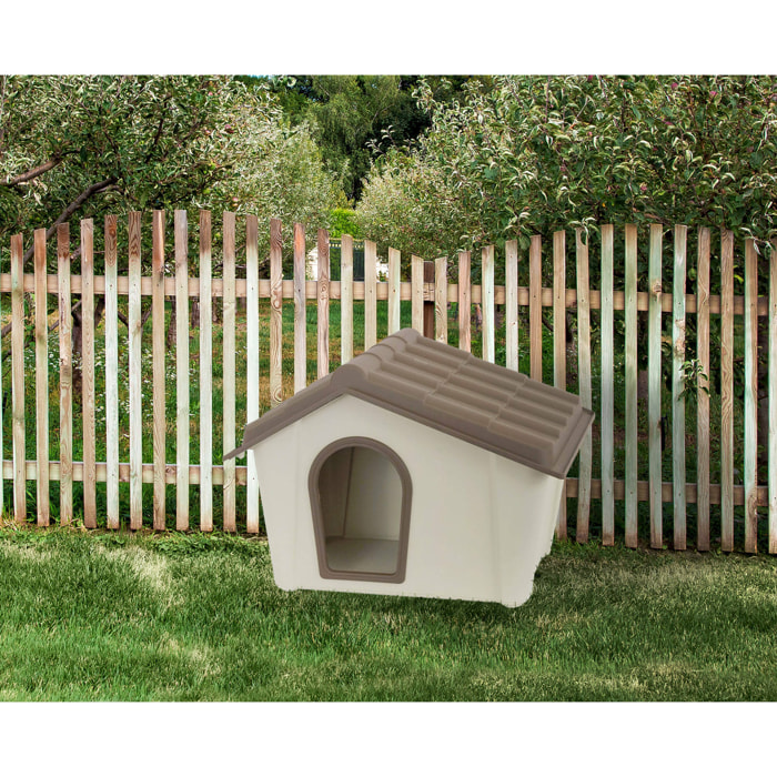 Cuccia Avalon, Casetta per cani o gatti, Cuccia da esterno o interno, 100% Made in Italy, Beige, 79x59h61 cm