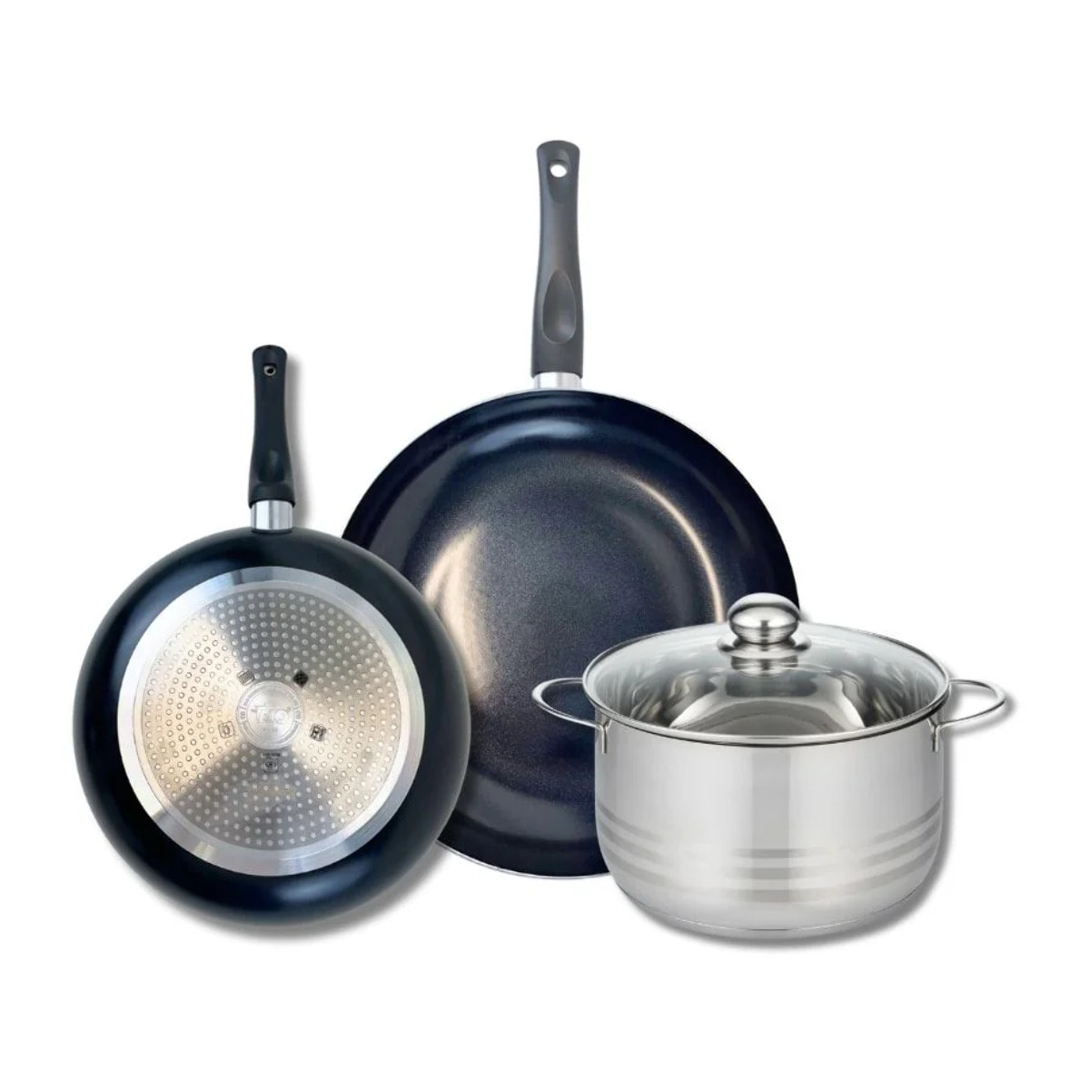 Ensemble de 2 Poêles de cuisson 24 et 28 cm et 1 faitout 20 cm Elo Prima Brillant