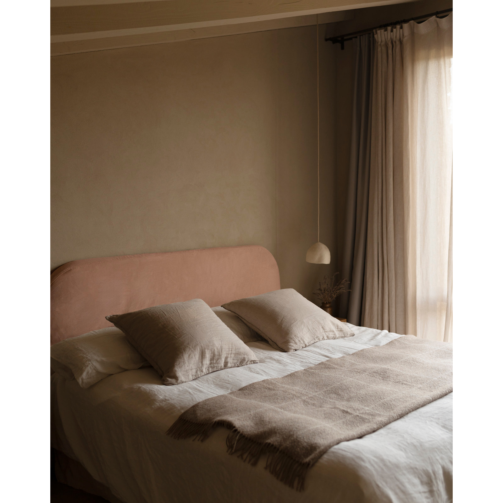 Housse pour tête de lit en velours côtelé corail en différentes tailles