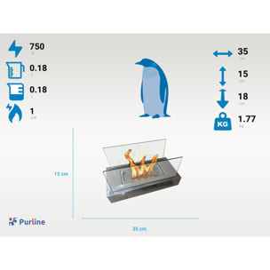 Chimenea de etanol de sobremesa con dos pantallas de cristal templado ALGEIROS INOX PURLINE 750 W