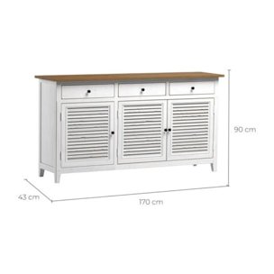Buffet en bois recyclé blanc effet vieilli - Casa