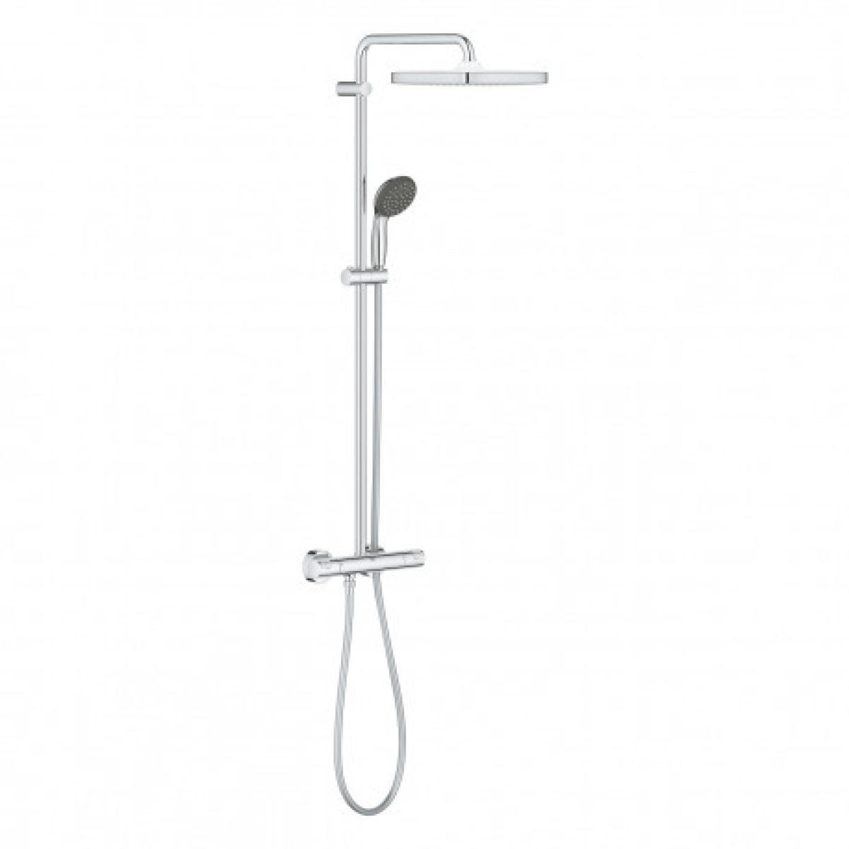 Pack douche : Porte coulissante 120cm + Paroi latérale 90cm + Colonne de douche avec mitigeur Grohe + Receveur 120x90cm Blanc