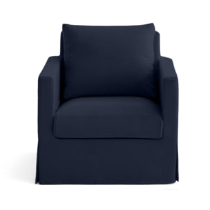 Serena - fauteuil déhoussable en tissu - Bleu marine