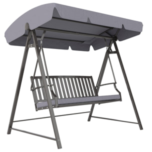 Columpio de Jardín Exterior de 3 Plazas Balancín de Jardín Exterior con Toldo Ajustable Cojín y Estructura de Acero Carga 360 kg 205x133x181 cm Gris
