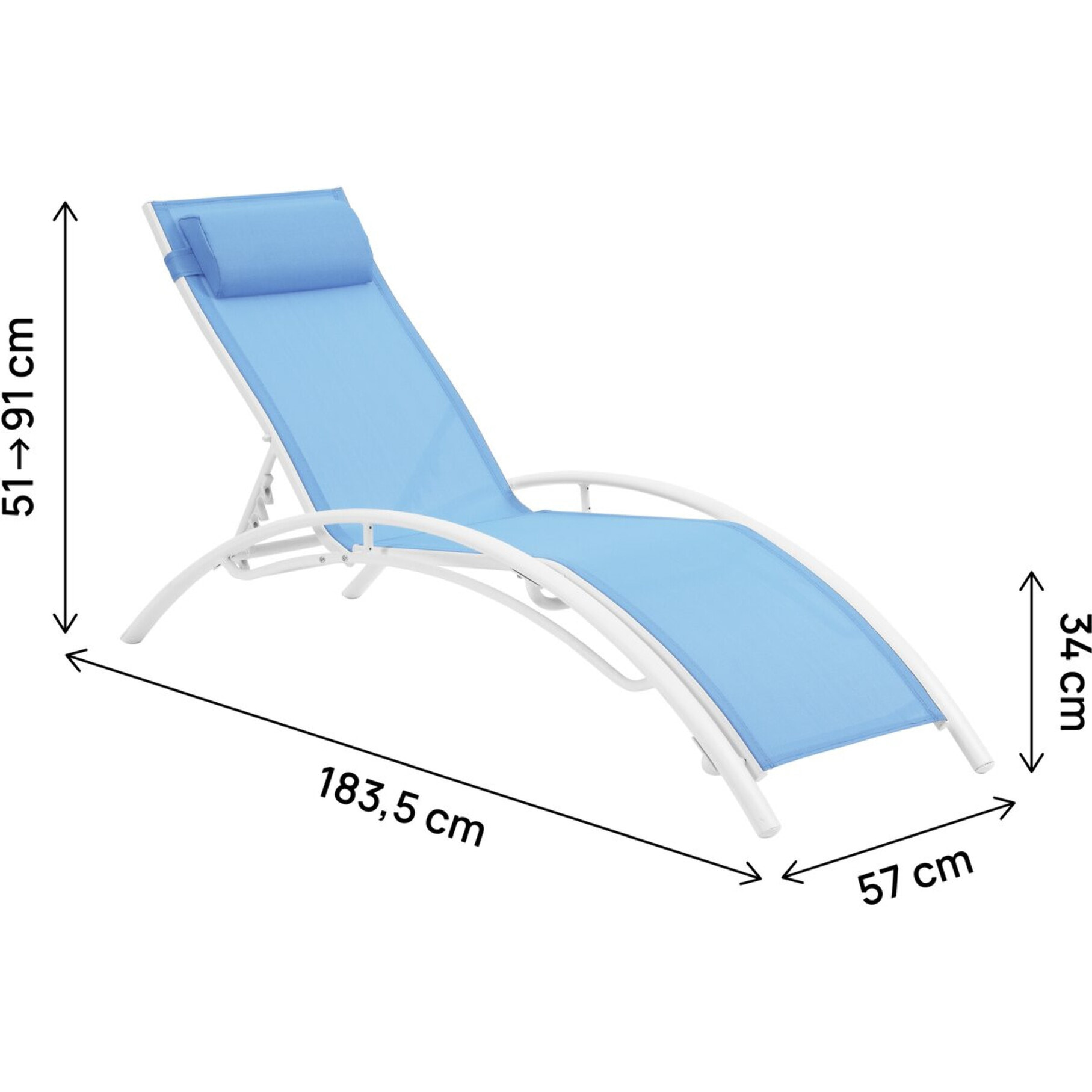 Bain de soleil en aluminium "Beauty" - Phoenix - Bleu - Lot de 2