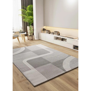 FLORA Alfombra geométrica con relieve en beige y gris, varias medidas disponibles