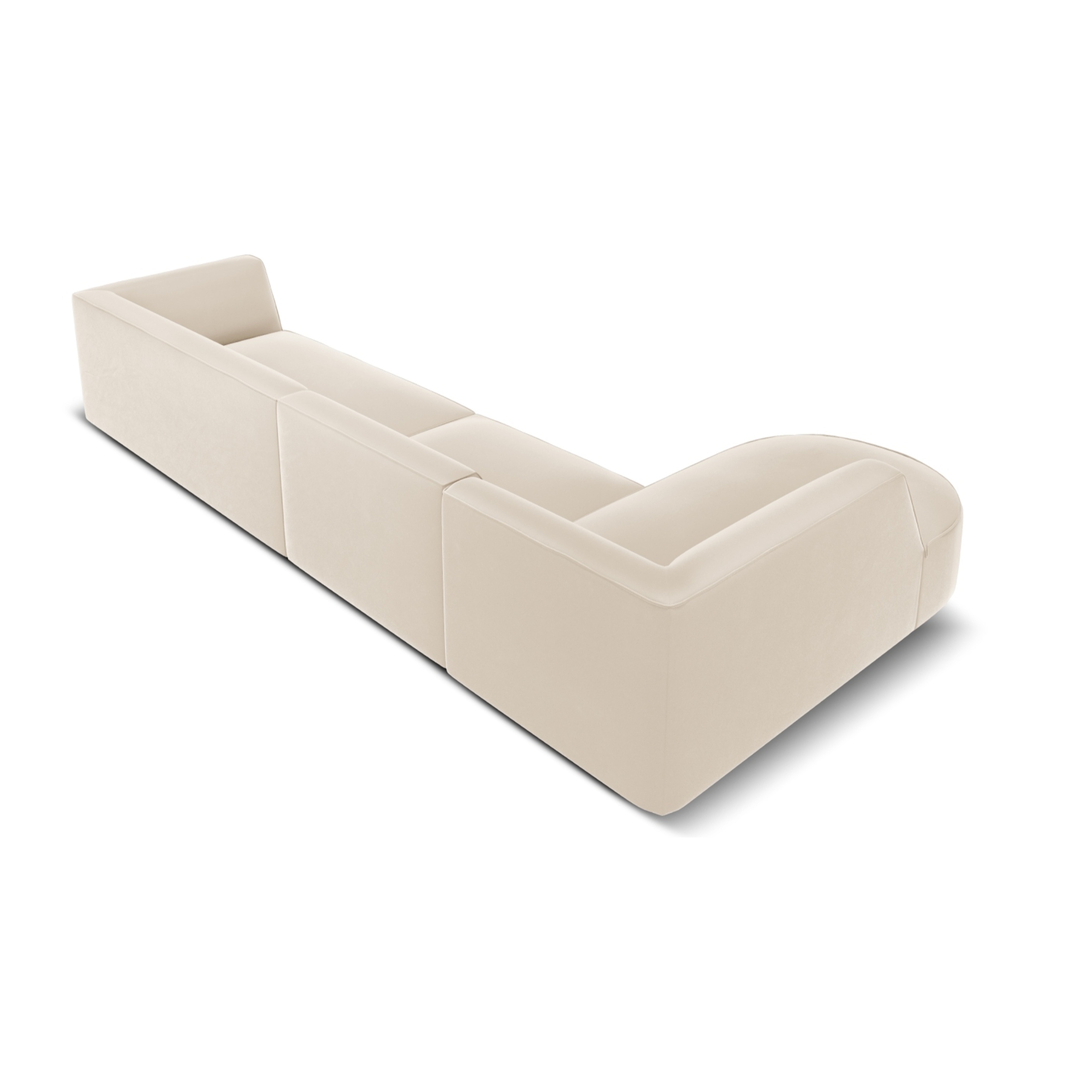 Canapé d'angle gauche "Charles" 5 places en velours beige