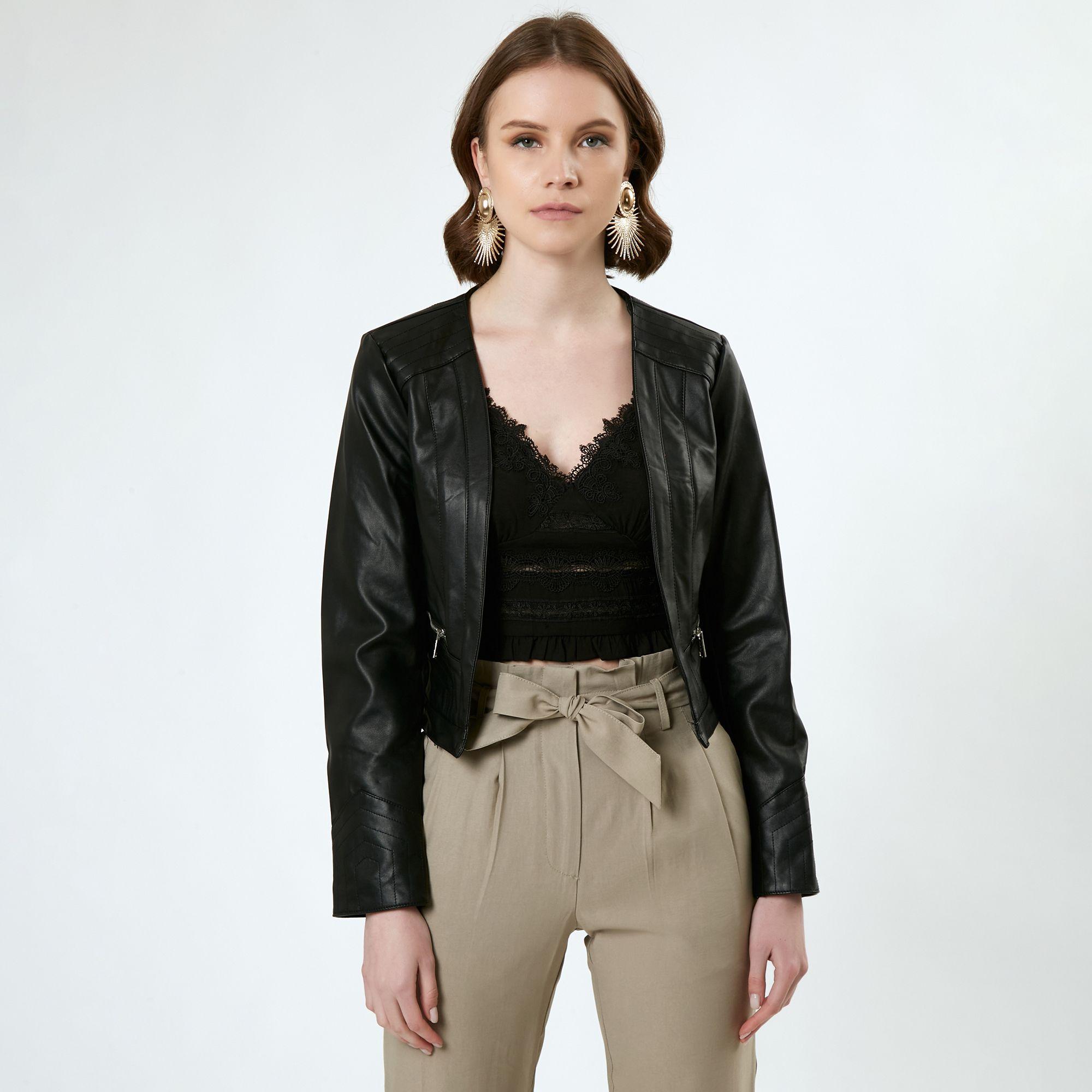 BIKER CROPPED IN ECOPELLE CON ZIP