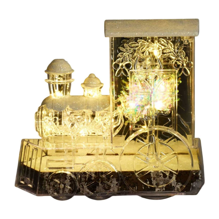 decoración led de locomotora con bailarina de ballet y purpurina blanca