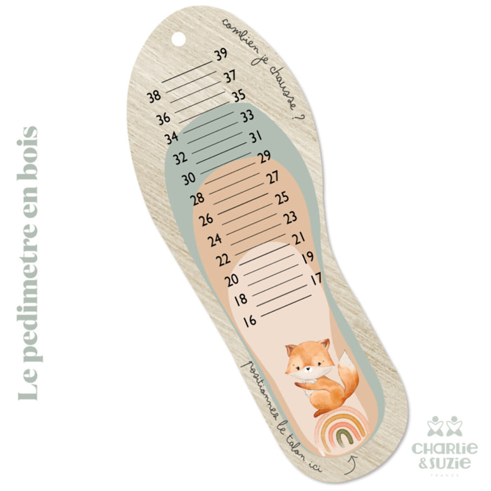 Toise Pédimetre Renard Toise mesurer les pieds de son enfant. Adorable ! Toise en bois .