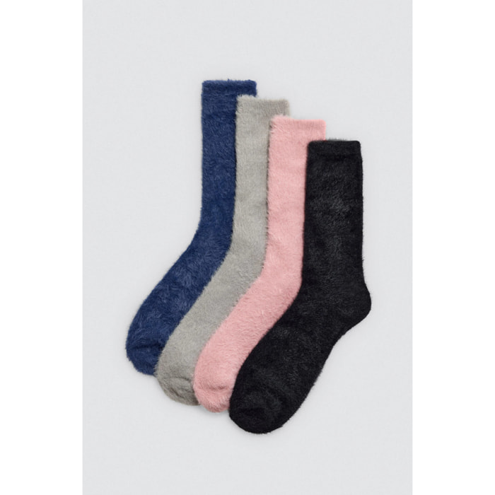 Confezione da 3 calzini in pelliccia extra morbida in tinta unita