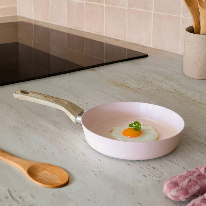 Lot de 3 poêles revêtement céramique rose - tous feux COLORAMA