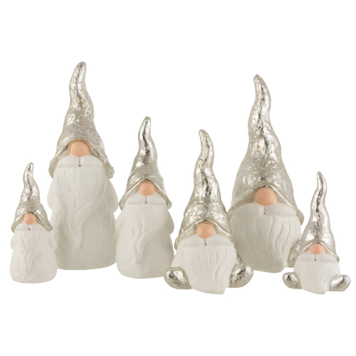 J-Line figurine Père Noël - céramique - blanc/argent - large - 2 pcs