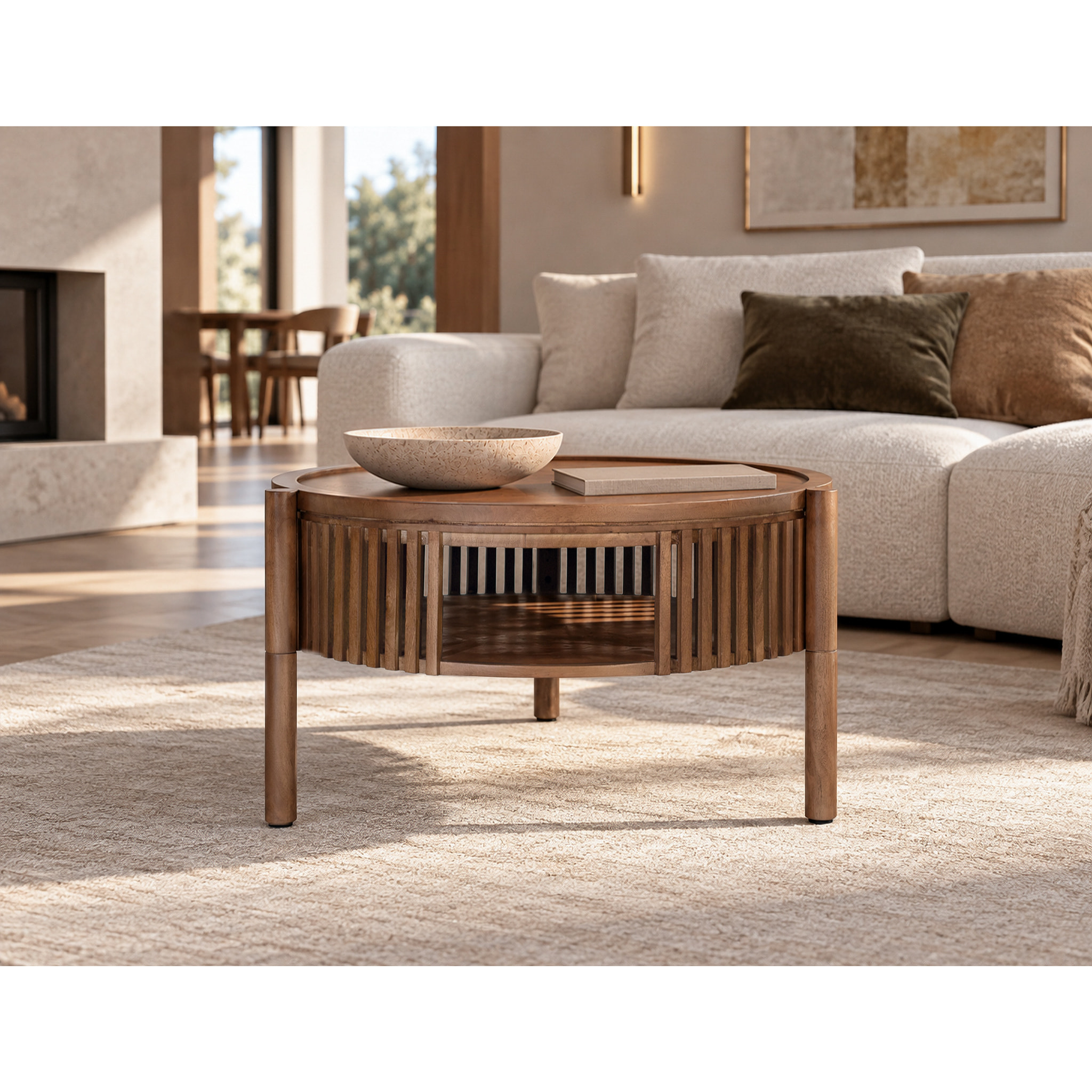 Table Basse en Bois de Manguier 80 cm Style Contemporain