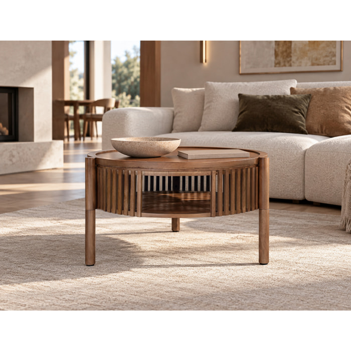 Table Basse en Bois de Manguier 80 cm Style Contemporain