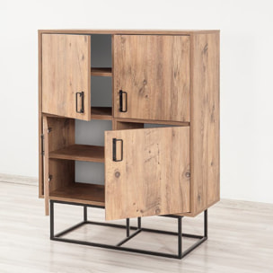 MEXICO - Buffet industriel en bois et métal - 4 portes - 8 rangements
